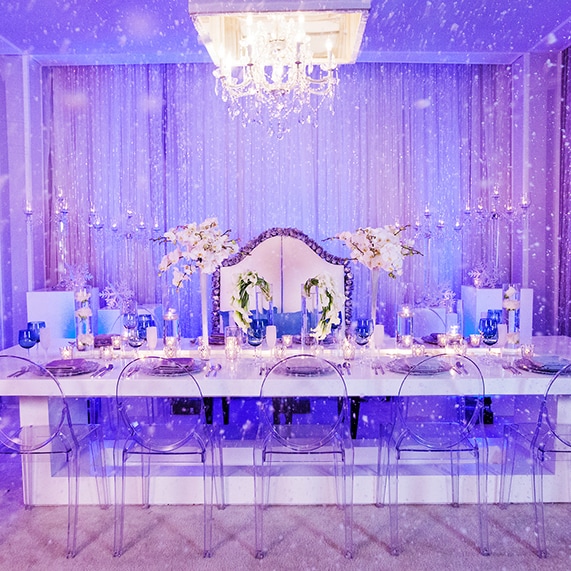 Decor Frozen Inspired Winter Wonderland Reception Disney Weddings Decor Frozen Inspired Winter Wonderland Reception