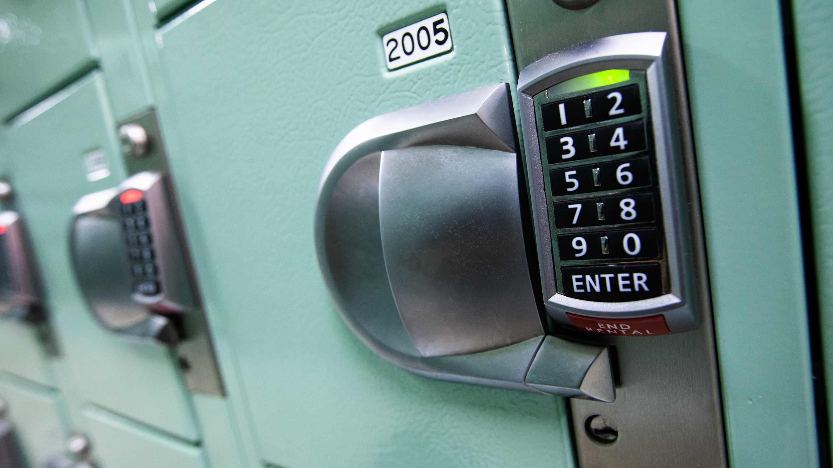 Alaska A locker with a combination lock keypad