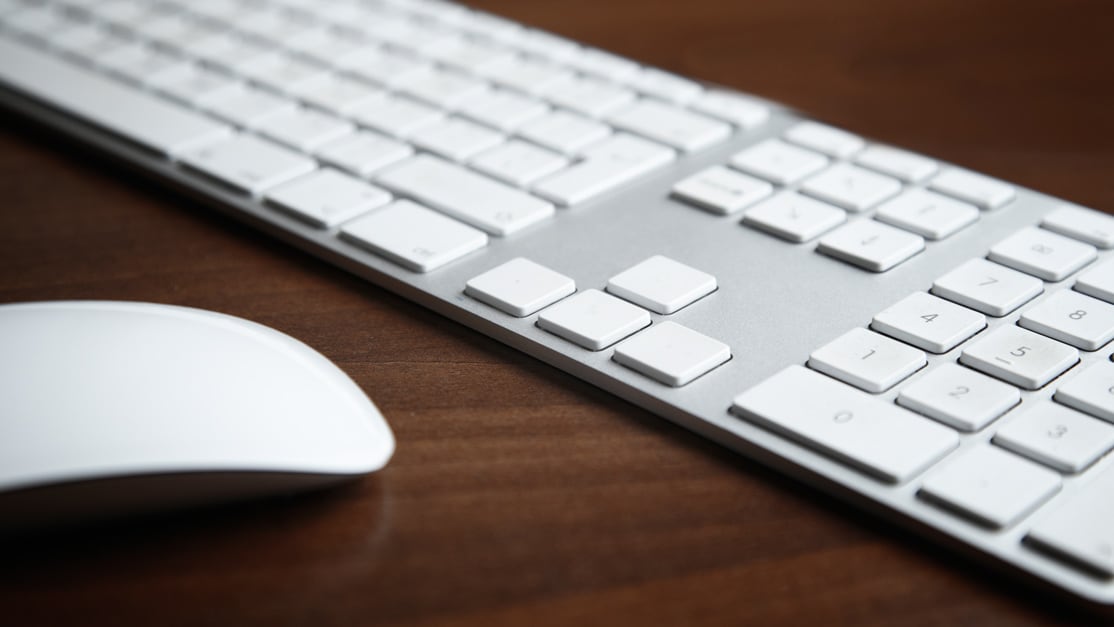 A computer keyboard and mouse