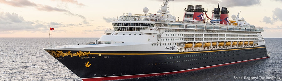 A Disney Cruise Line ship at sea