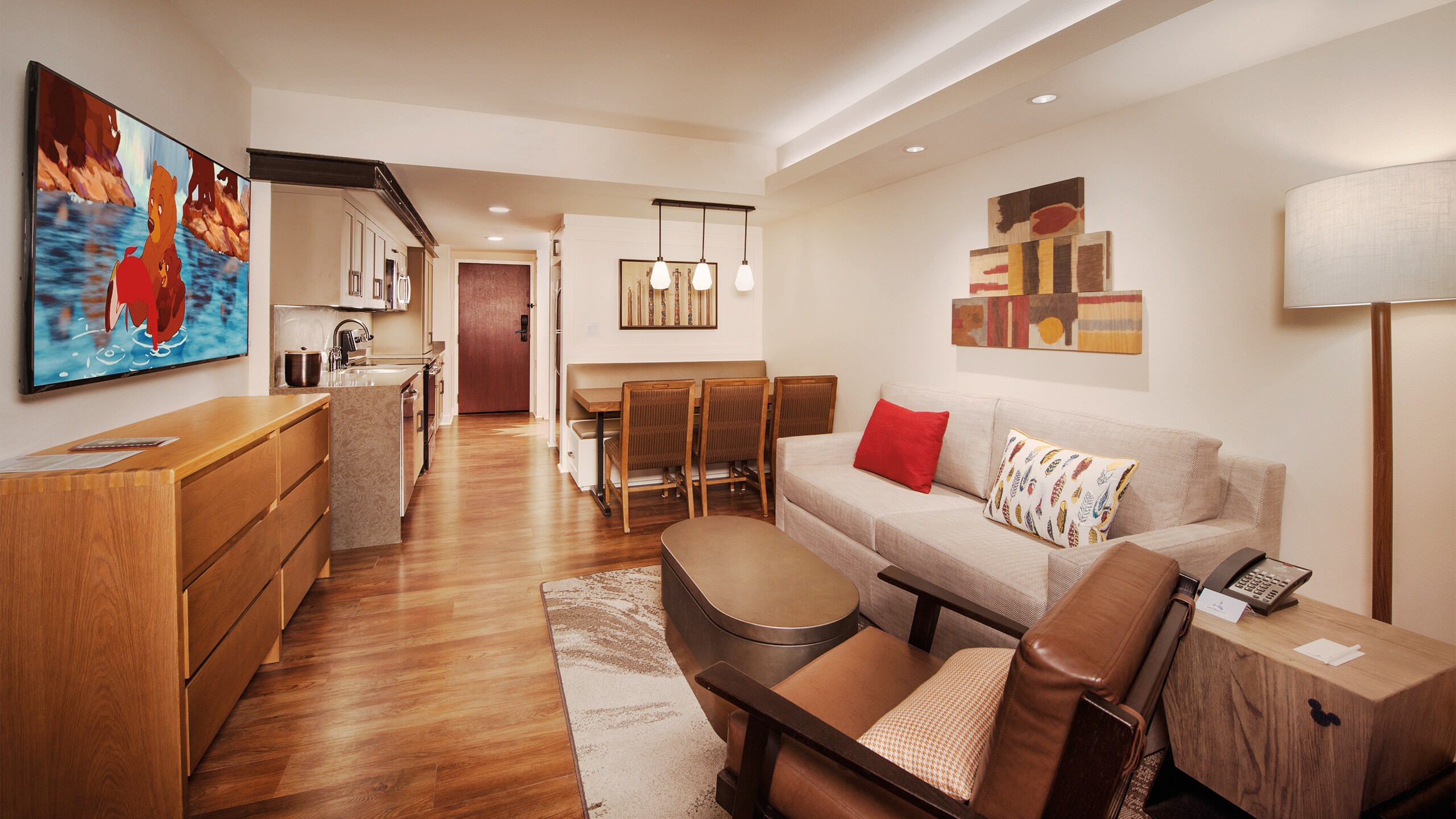 The living area of a villa at Copper Creek Villas & Cabins at Disney's Wilderness Lodge